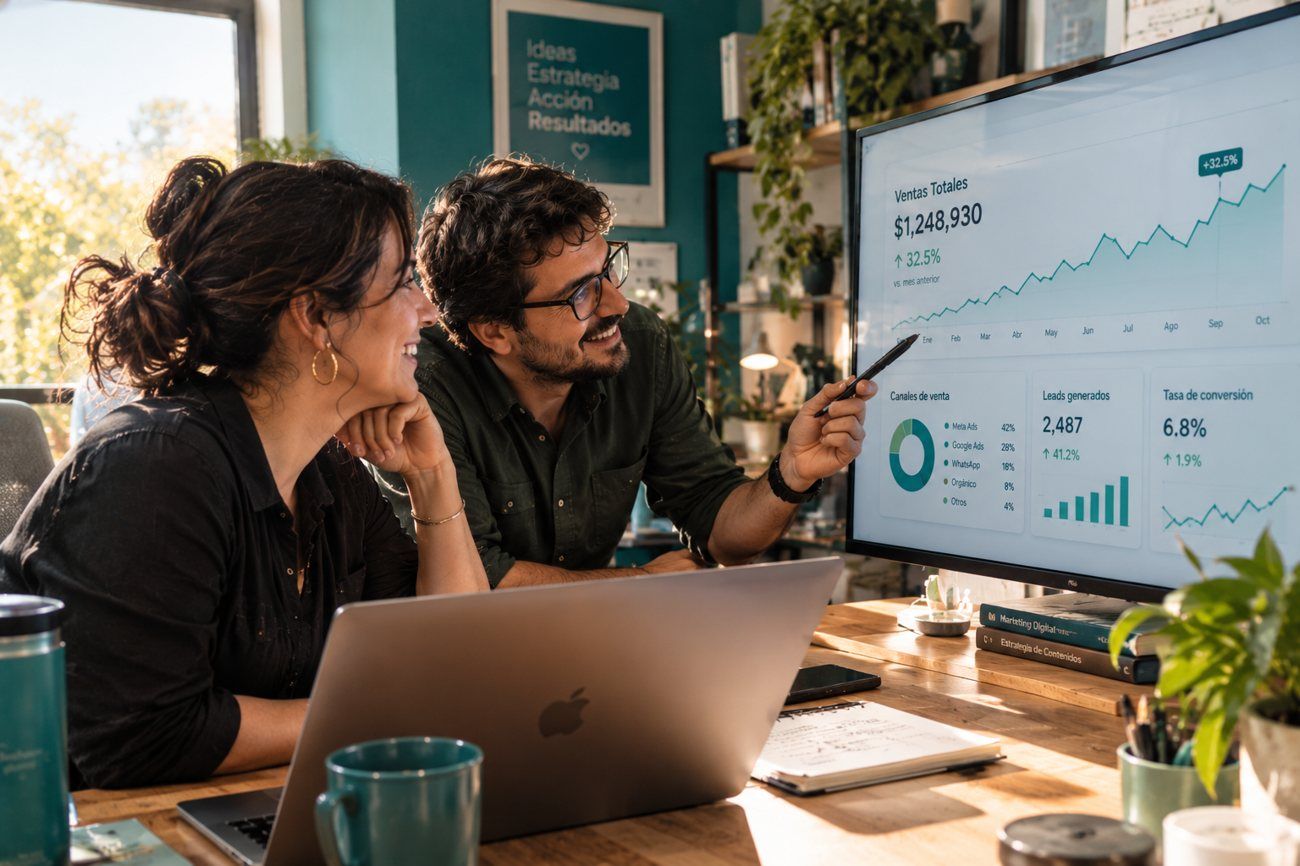 Equipo de Servimedios diseñando una página web que convierte